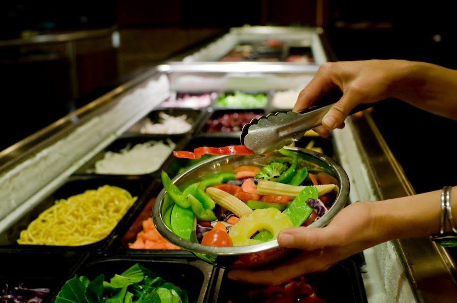 Fresh ingredients at the Mongolie Grill food bar