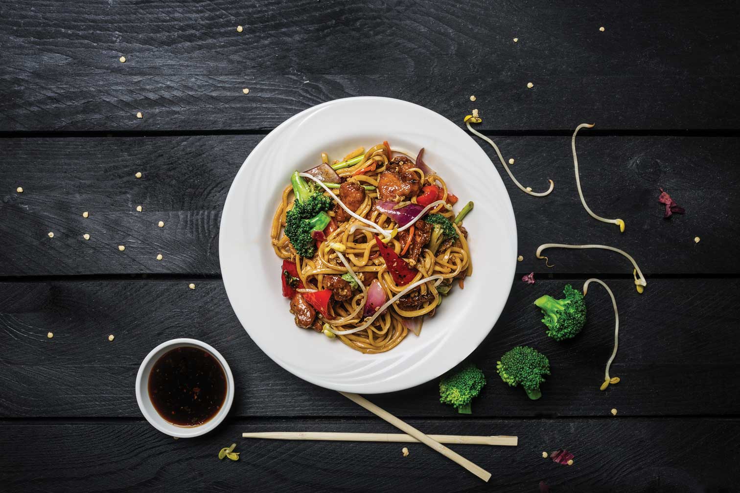 Enjoy your custom stir-fry with jasmine or brown rice